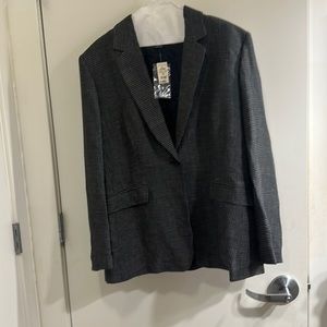 Ann Taylor Navy pantsuit checked pattern sz 14